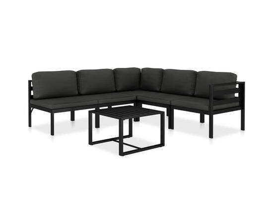 Set mobilier de grădină cu perne, 6 piese, antracit, aluminiu