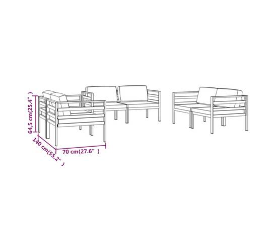 Set mobilier de grădină cu perne, 6 piese, antracit, aluminiu, 9 image