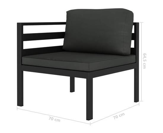 Set mobilier de grădină cu perne, 6 piese, antracit, aluminiu, 6 image