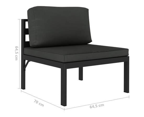 Set mobilier de grădină cu perne, 6 piese, antracit, aluminiu, 7 image