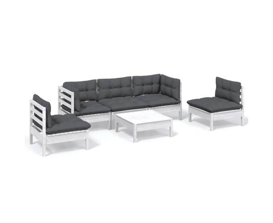 Set mobilier de grădină cu perne, 6 piese, lemn masiv pin, 2 image