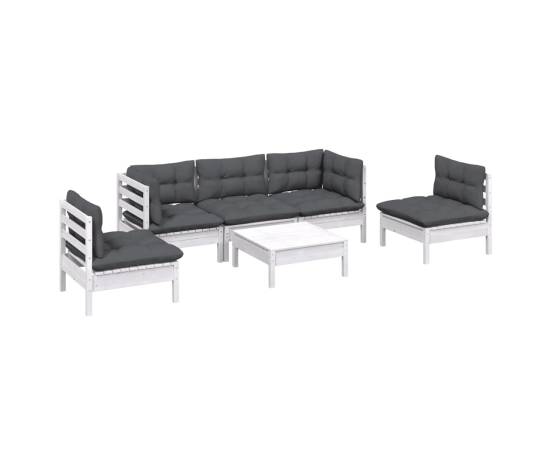 Set mobilier de grădină cu perne, 6 piese, lemn masiv pin, 3 image