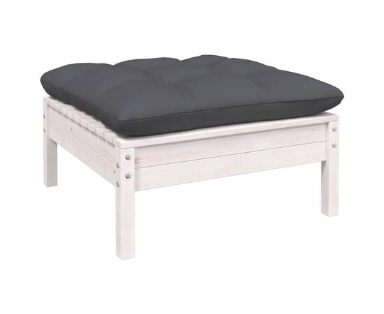 Set mobilier de grădină cu perne, 7 piese, alb, lemn masiv pin, 6 image