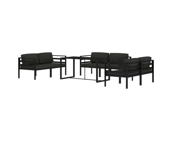 Set mobilier de grădină cu perne, 7 piese, antracit, aluminiu, 3 image