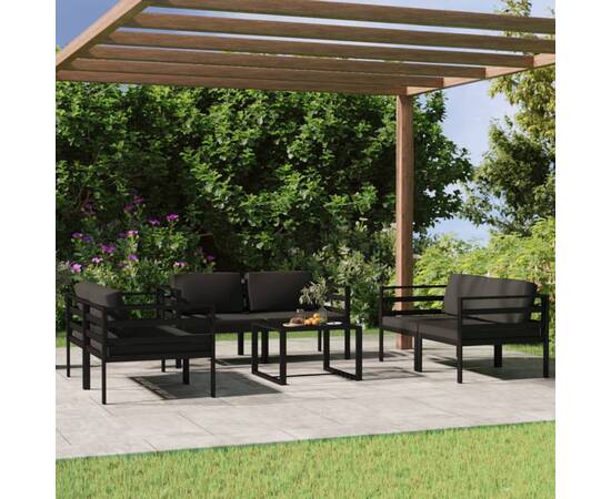 Set mobilier de grădină cu perne, 7 piese, antracit, aluminiu