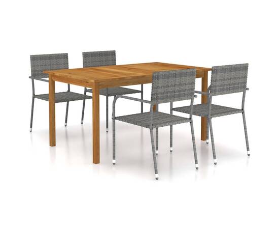 Set mobilier pentru grădină, 5 piese, gri