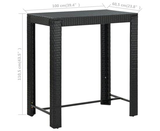 Set mobilier bar de grădină cu perne, 7 piese, negru, poliratan, 11 image