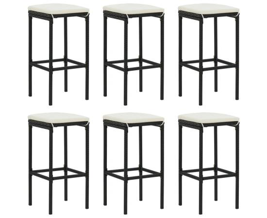 Set mobilier bar de grădină cu perne, 7 piese, negru, 8 image