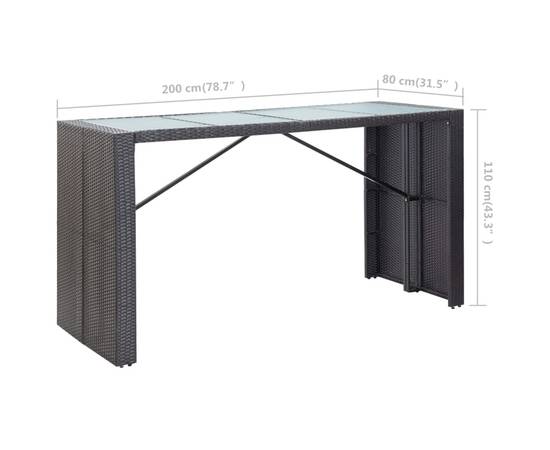 Set mobilier de bar de exterior, negru, poliratan, 11 image