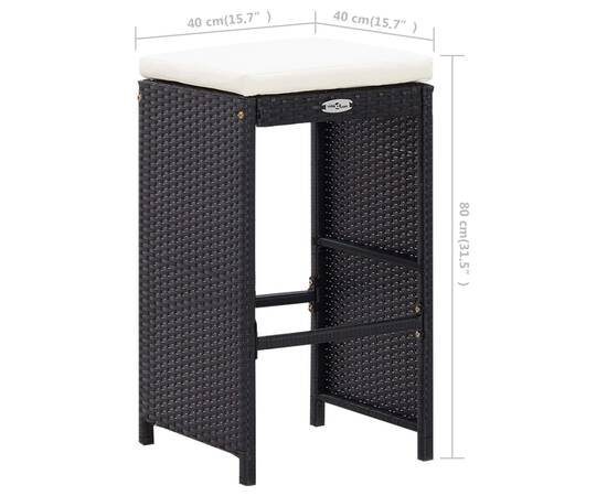 Set mobilier de bar de exterior, negru, poliratan, 10 image