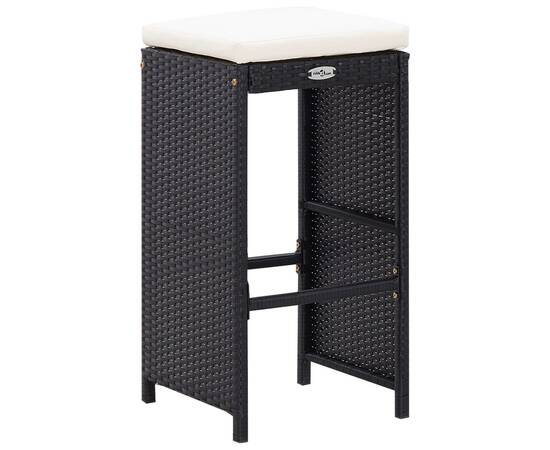 Set mobilier de bar de exterior, negru, poliratan, 5 image