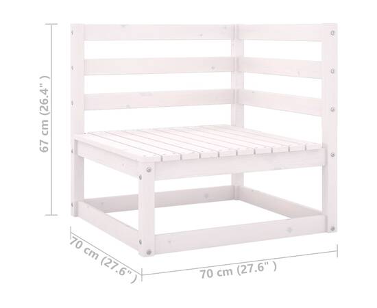 Set mobilier de grădină cu perne, 10 piese, alb, lemn masiv pin, 7 image