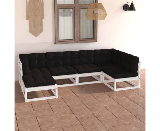 Set mobilier de grădină cu perne, 6 piese, lemn masiv de pin