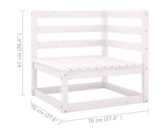 Set mobilier de grădină cu perne, 8 piese, alb, lemn masiv pin, 8 image