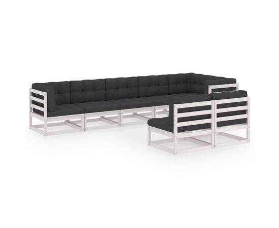 Set mobilier de grădină cu perne, 8 piese, lemn masiv de pin, 2 image