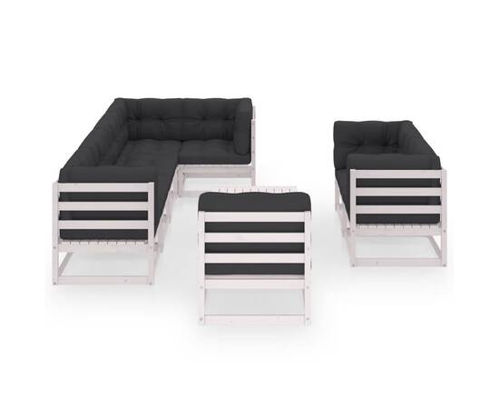 Set mobilier de grădină cu perne, 9 piese, lemn masiv pin, 3 image