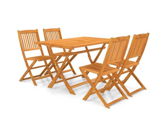 Set mobilier de grădină pliabil, 5 piese, lemn masiv acacia