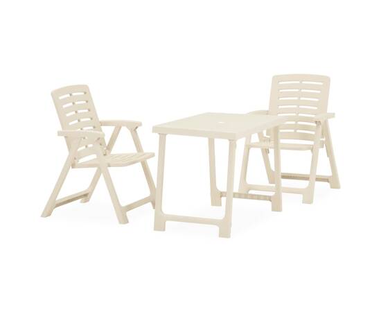 Set mobilier de bistro pliabil, 3 piese, alb, plastic