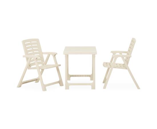 Set mobilier de bistro pliabil, 3 piese, alb, plastic, 2 image