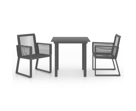 Set mobilier de exterior, 3 piese, negru, ratan pvc, 2 image