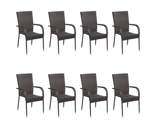 Set mobilier de grădină, 9 piese, maro, poliratan, 2 image