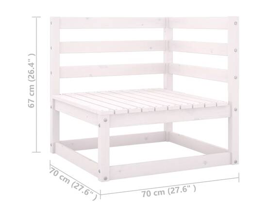 Set mobilier de grădină cu perne, 12 piese, alb, lemn masiv pin, 8 image