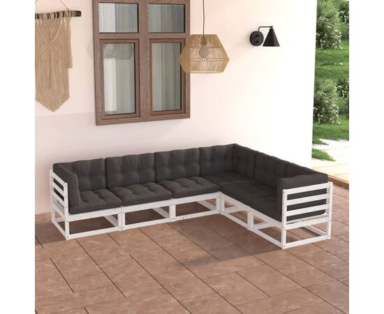 Set mobilier de grădină cu perne, 6 piese, lemn masiv de pin