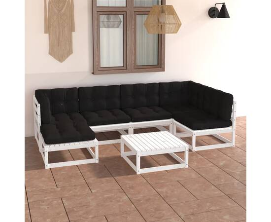 Set mobilier de grădină cu perne, 7 piese, lemn masiv de pin