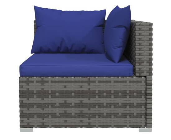 Set mobilier de grădină cu perne, 9 piese, gri, poliratan, 4 image