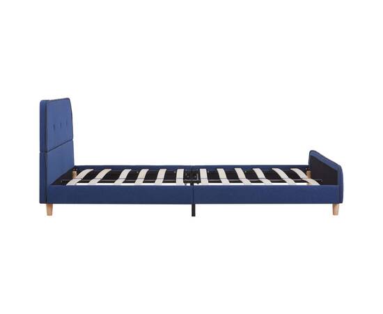 Cadru de pat, albastru, 140 x 200 cm, material textil, 4 image
