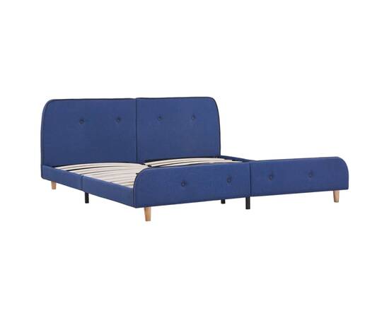 Cadru de pat, albastru, 160 x 200 cm, material textil, 2 image