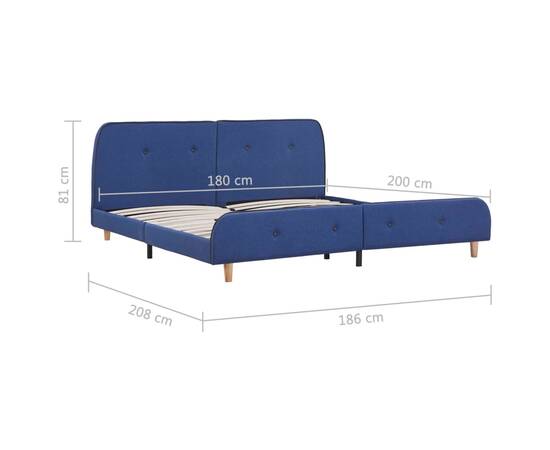 Cadru de pat, albastru, 180 x 200 cm, material textil, 6 image