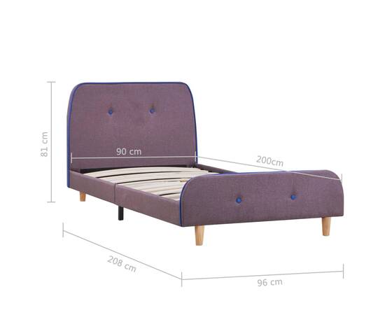 Cadru de pat, gri taupe, 90 x 200 cm, material textil, 6 image