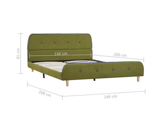 Cadru de pat, verde, 140 x 200 cm, material textil, 6 image