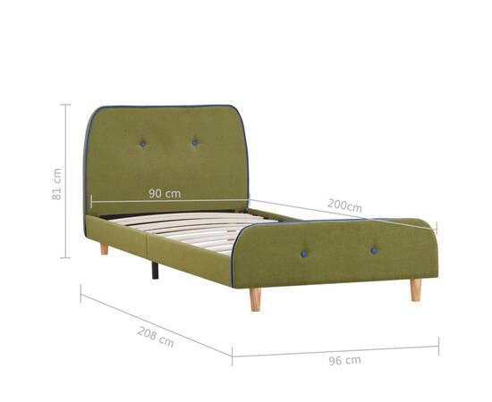 Cadru de pat, verde, 90 x 200 cm, material textil, 6 image