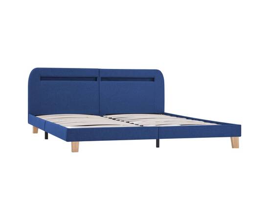 Cadru de pat cu led-uri, albastru, 160x200 cm, material textil, 2 image