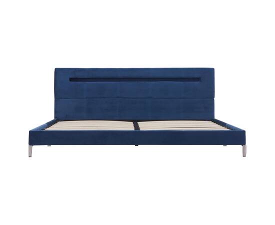 Cadru de pat cu led-uri, albastru, 160x200 cm, material textil, 4 image