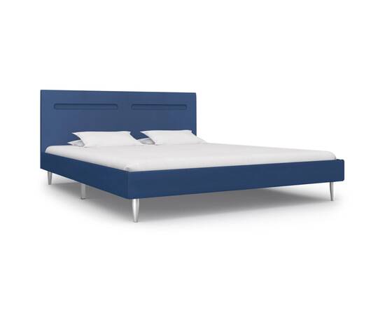 Cadru de pat cu led-uri, albastru, 160x200 cm, material textil, 2 image