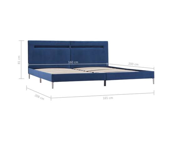 Cadru de pat cu led-uri, albastru, 160x200 cm, material textil, 9 image