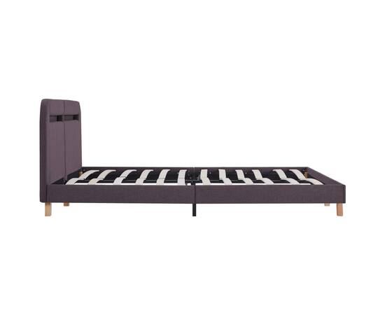 Cadru de pat cu led-uri, gri taupe, 180x200cm, material textil, 4 image