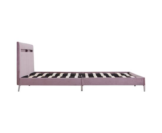 Cadru de pat cu led-uri, roz, 180 x 200 cm, material textil, 5 image