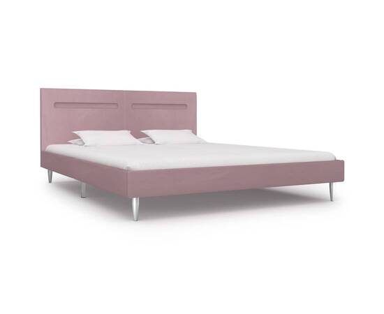 Cadru de pat cu led-uri, roz, 180 x 200 cm, material textil, 2 image