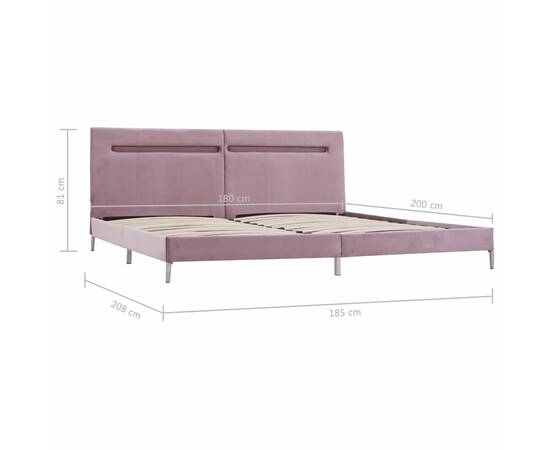 Cadru de pat cu led-uri, roz, 180 x 200 cm, material textil, 9 image
