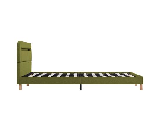Cadru de pat cu led-uri, verde, 140 x 200 cm, material textil, 5 image