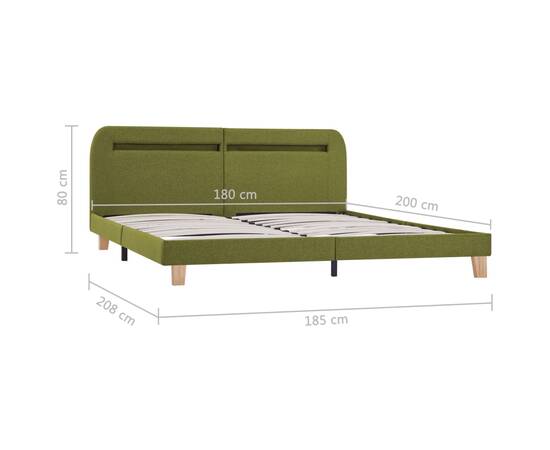 Cadru de pat cu led-uri, verde, 180 x 200 cm, material textil, 8 image