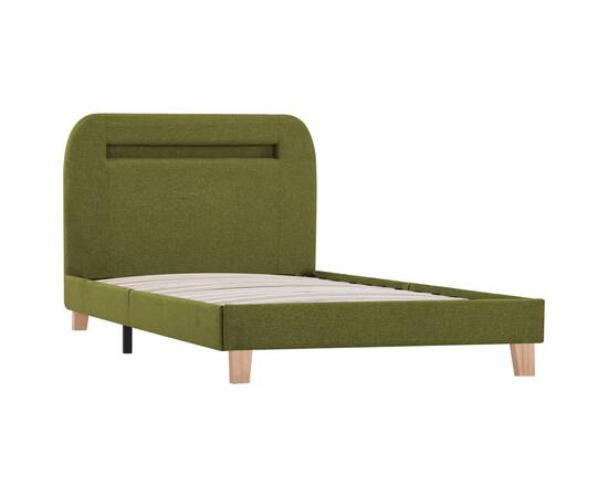 Cadru de pat cu led-uri, verde, 90 x 200 cm, material textil, 3 image