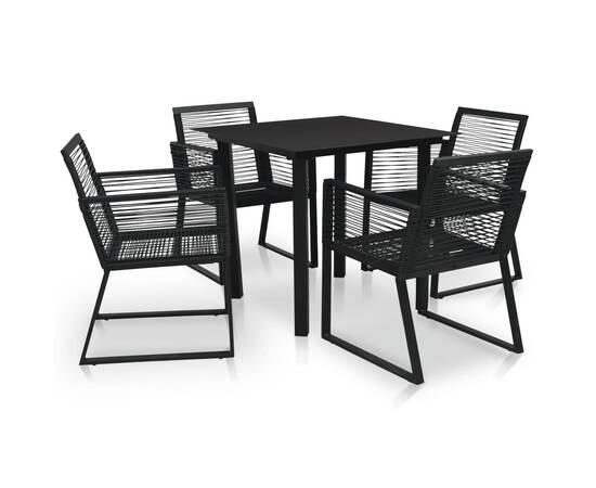 Set mobilier de exterior, 5 piese, negru, ratan pvc