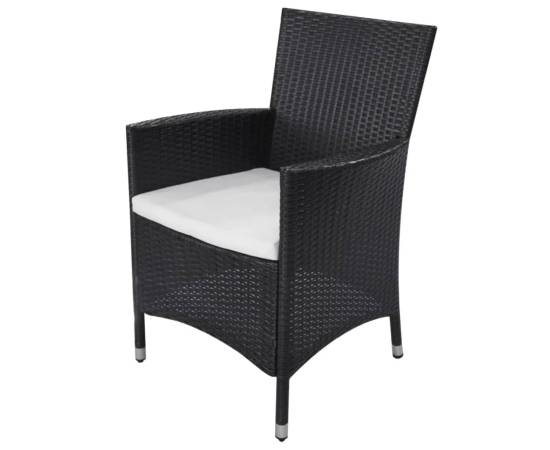 Set mobilier de exterior cu perne, 11 piese, negru, poliratan, 6 image