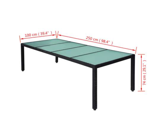 Set mobilier de exterior cu perne, 11 piese, negru, poliratan, 7 image