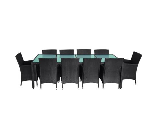 Set mobilier de exterior cu perne, 11 piese, negru, poliratan, 4 image